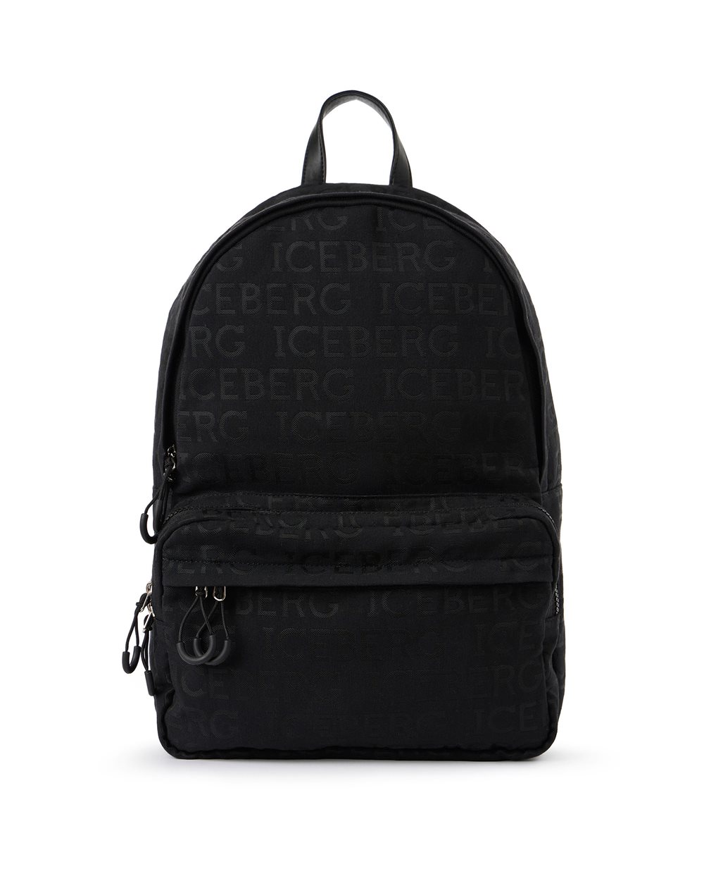 Black carry-over backpack in allover jacquard fabric with Iceberg logo - Iceberg - Official Website
