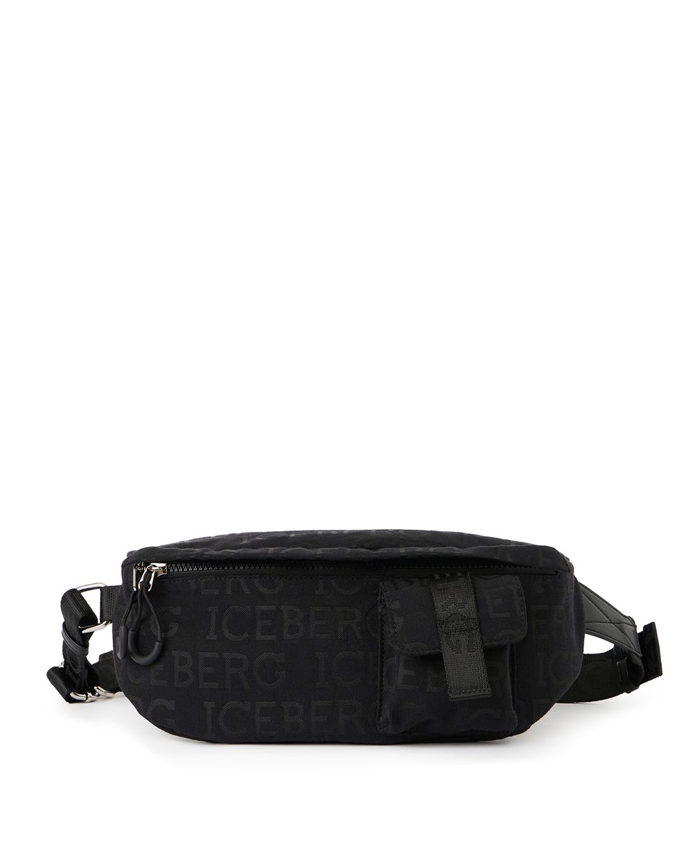 Black pouch in allover jacquard fabric with Iceberg logo - Iceberg - Official Website