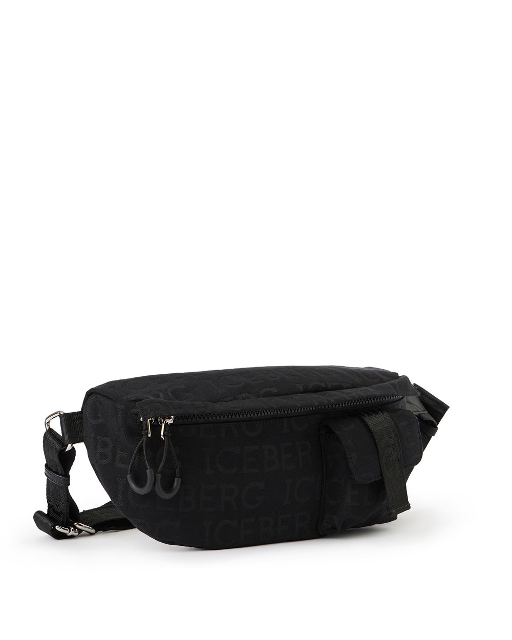 Black pouch in allover jacquard fabric with Iceberg logo - Iceberg - Official Website