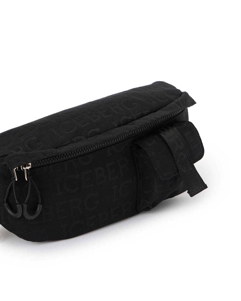 Black pouch in allover jacquard fabric with Iceberg logo - Iceberg - Official Website