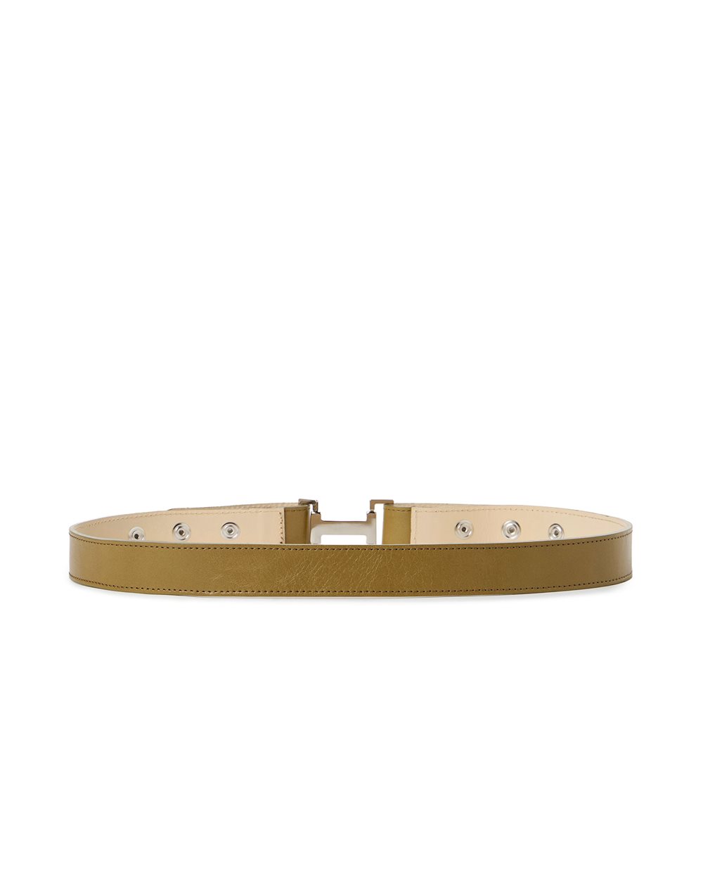 Mud-colored Alias leather belt with logo buckle I - Iceberg - Official Website