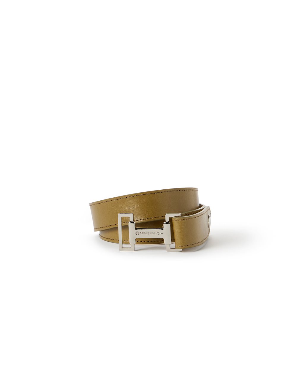 Mud-colored Alias leather belt with logo buckle I - Iceberg - Official Website