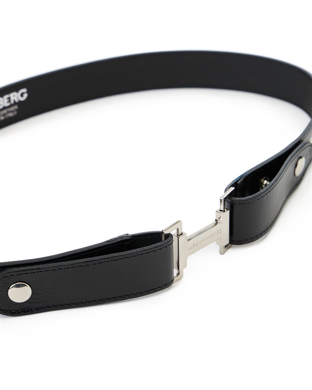 Black Alias leather belt with logo buckle I - Iceberg - Official Website