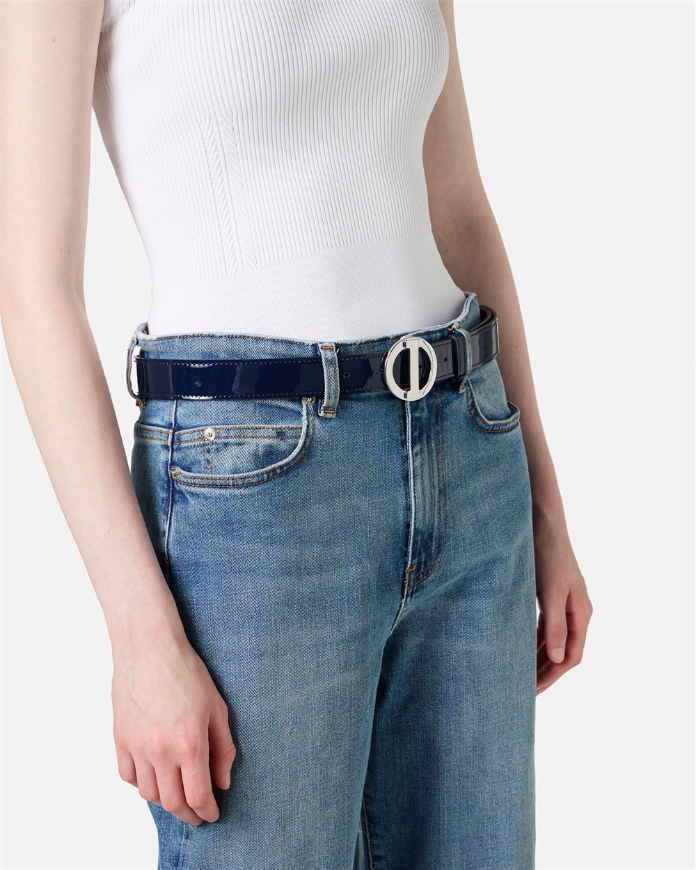 Cintura blu in pelle Faeda Piuma e fibbia con logo I - Iceberg - Official Website