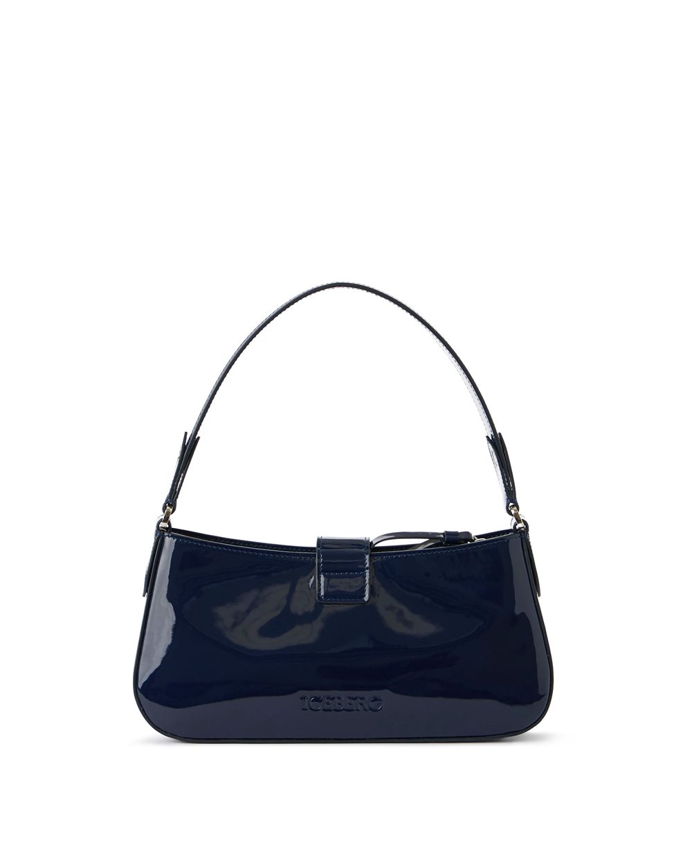 Blue Piuma patent leather top handle bag - Iceberg - Official Website