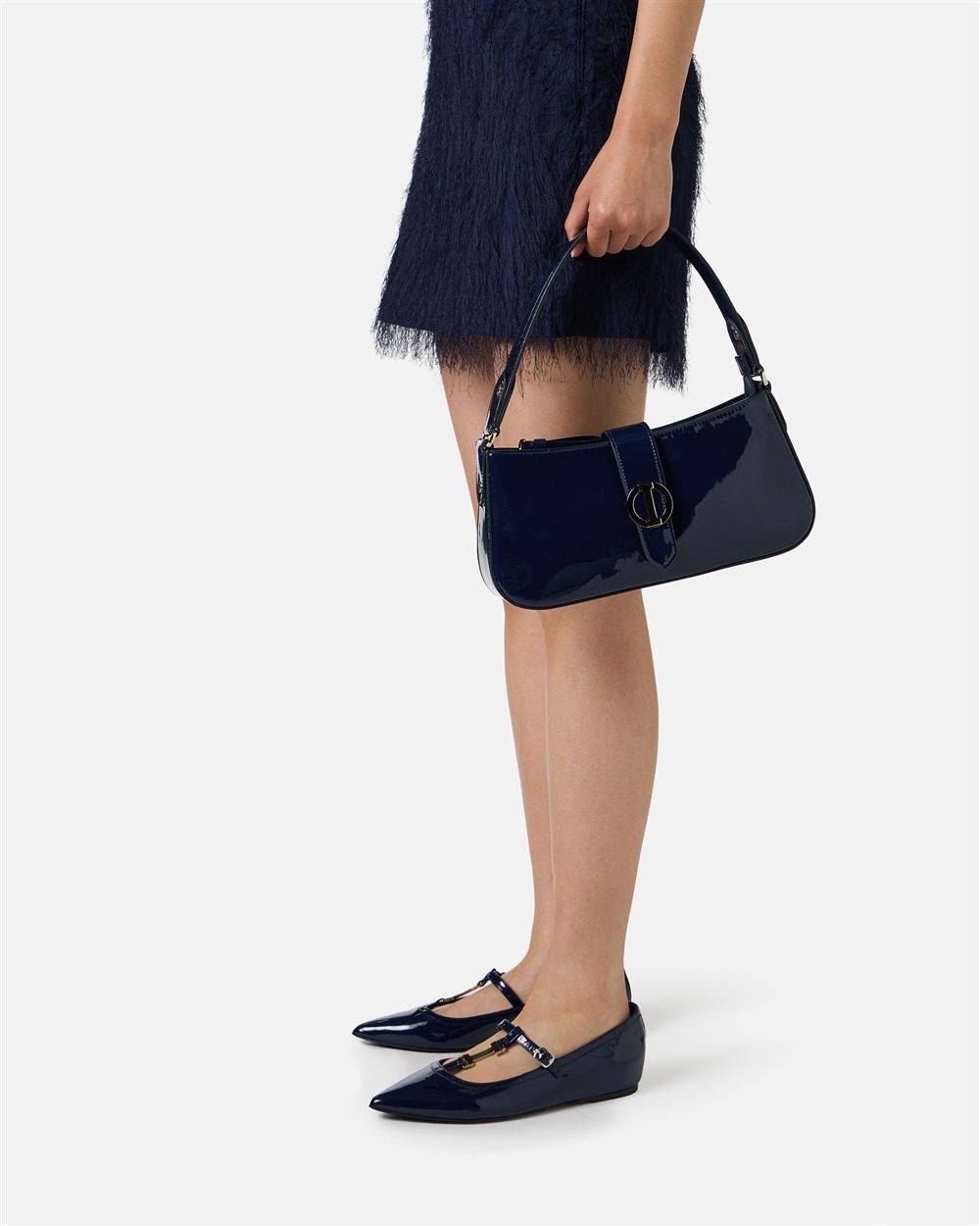 Blue Piuma patent leather top handle bag - Iceberg - Official Website