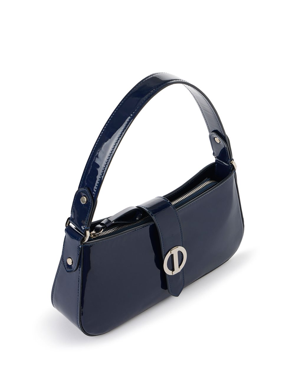 Blue Piuma patent leather top handle bag - Iceberg - Official Website