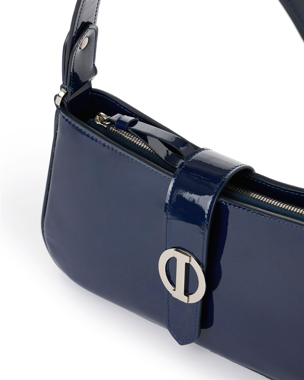Blue Piuma patent leather top handle bag - Iceberg - Official Website
