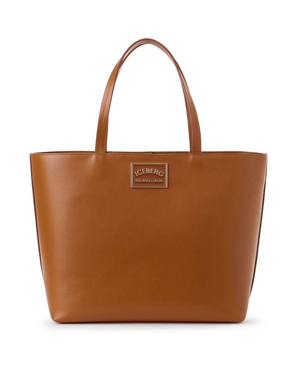 Borsa shopper in pelle Saffiano color coccio - Iceberg - Official Website