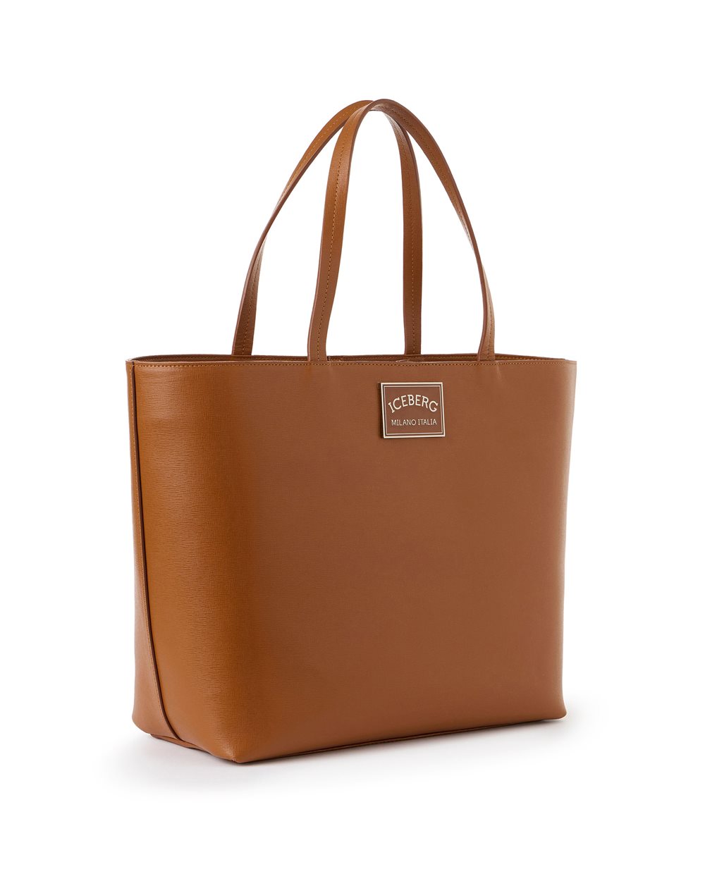 Borsa shopper in pelle Saffiano color coccio - Iceberg - Official Website