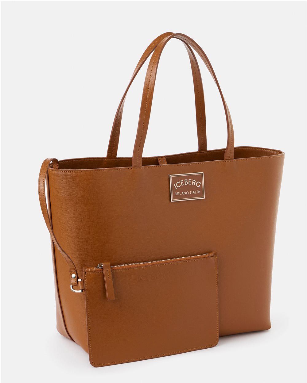 Borsa shopper in pelle Saffiano color coccio - Iceberg - Official Website