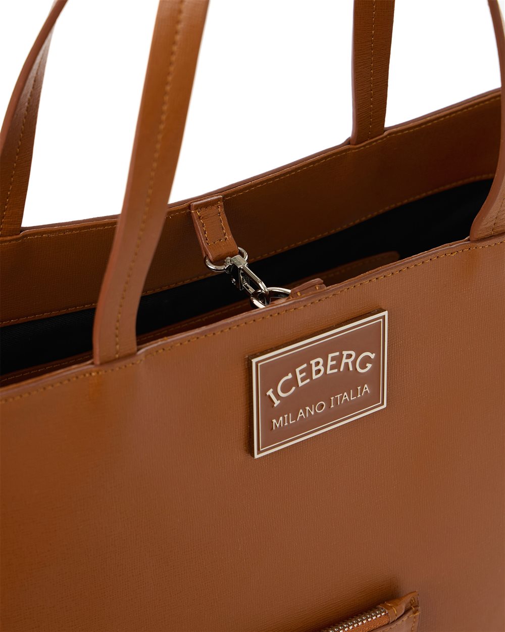 Borsa shopper in pelle Saffiano color coccio - Iceberg - Official Website