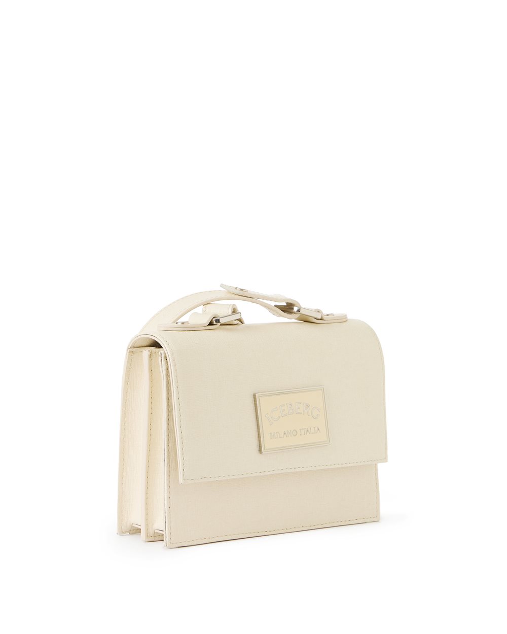 Mini top handle bag in powder-colored Saffiano leather - Iceberg - Official Website