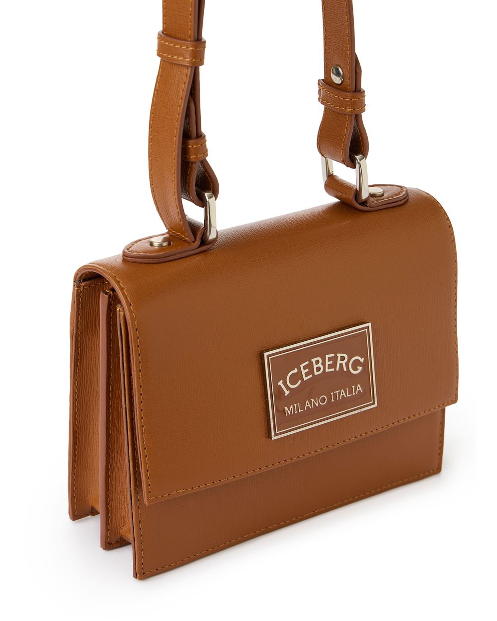 Mini top handle bag in coccio-colored Saffiano leather - Iceberg - Official Website