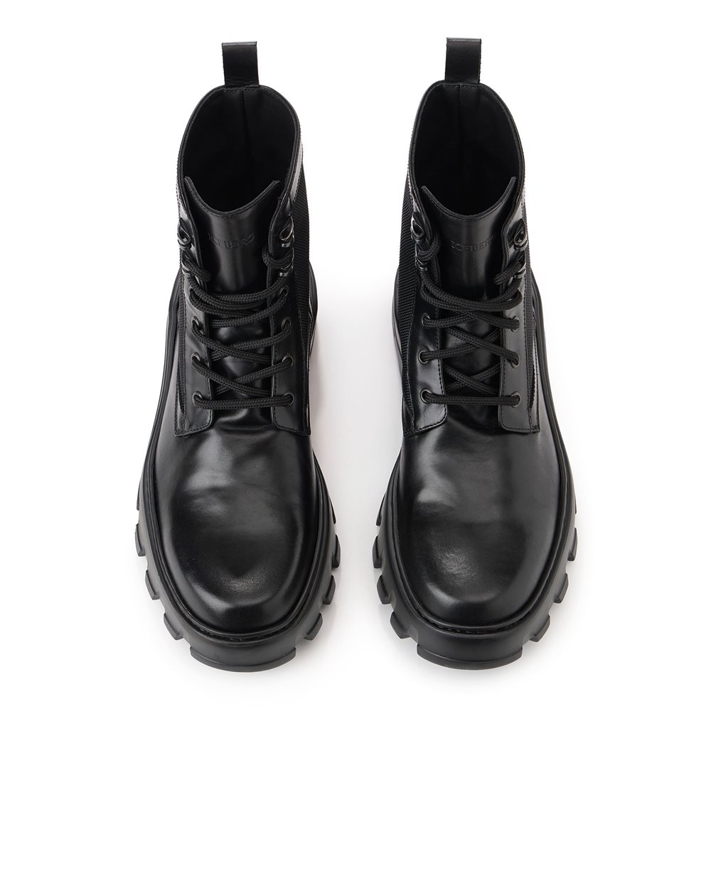Leather thigh-high boots with XL grooved sole - Iceberg - Official Website