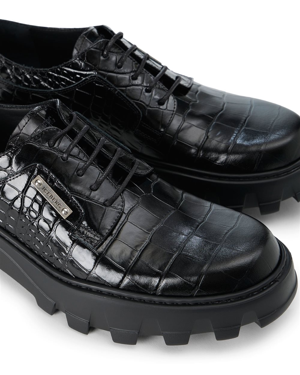 Iceberg black calfskin lace-up shoes with chunky sole - Iceberg - Official Website