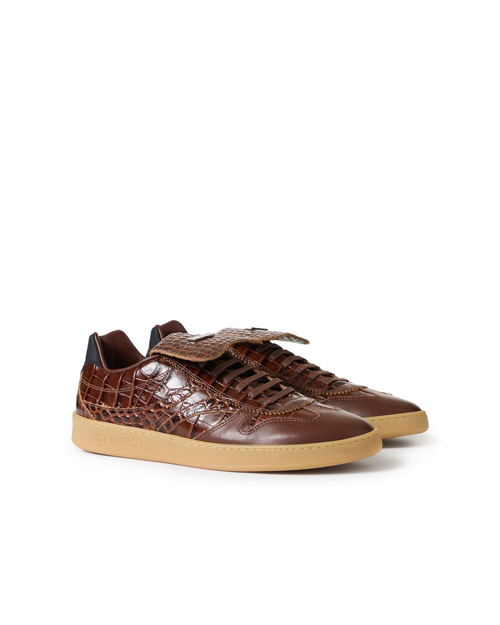 California sneakers in earth-colored leather - Iceberg - Official Website