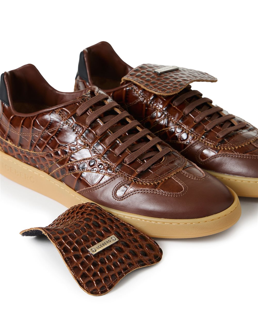 California sneakers in earth-colored leather - Iceberg - Official Website