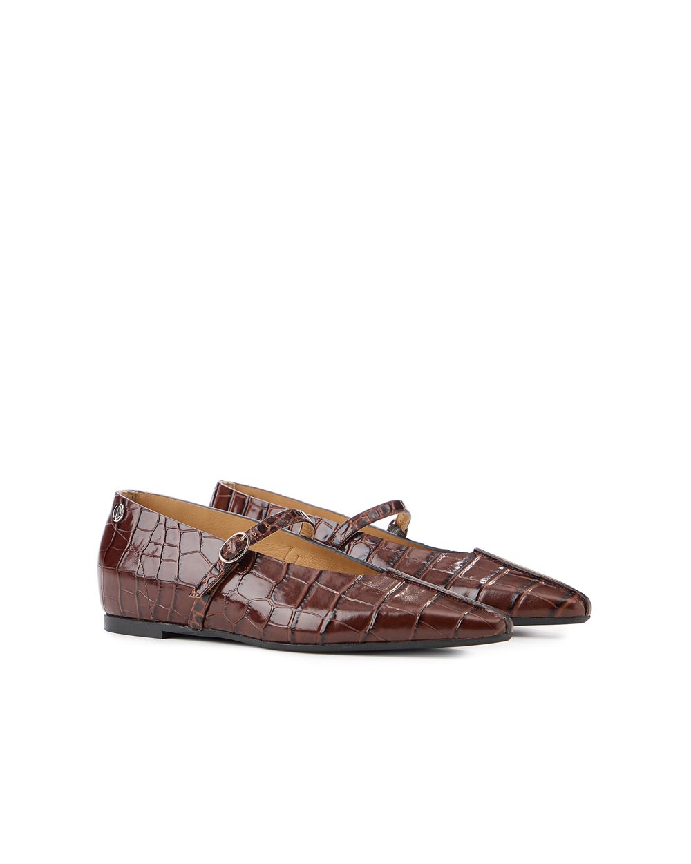 Brown Crocodile-Embossed Pointed-Toe Pumps - Iceberg - Official Website