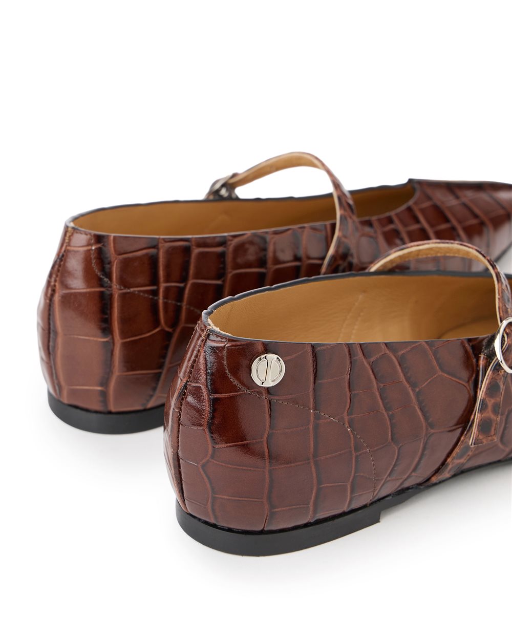 Brown Crocodile-Embossed Pointed-Toe Pumps - Iceberg - Official Website