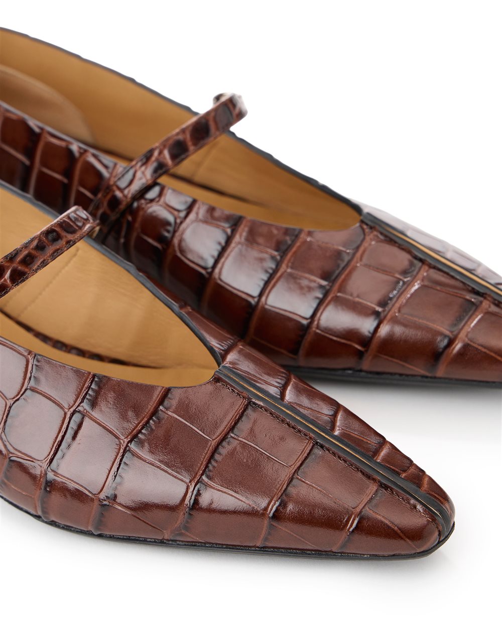 Brown Crocodile-Embossed Pointed-Toe Pumps - Iceberg - Official Website