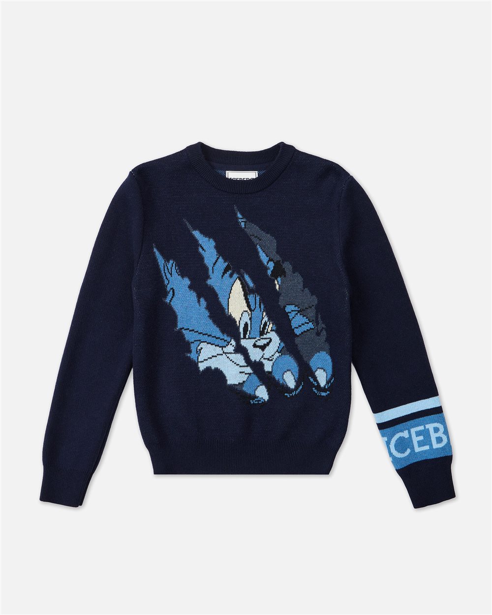 Blue crewneck sweater with Looney Tunes print - Iceberg - Official Website