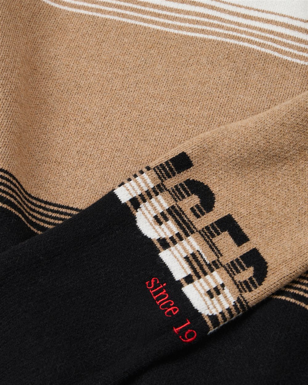 Vanilla, beige, and black tricolor striped sweater with Iceberg logo - Iceberg - Official Website
