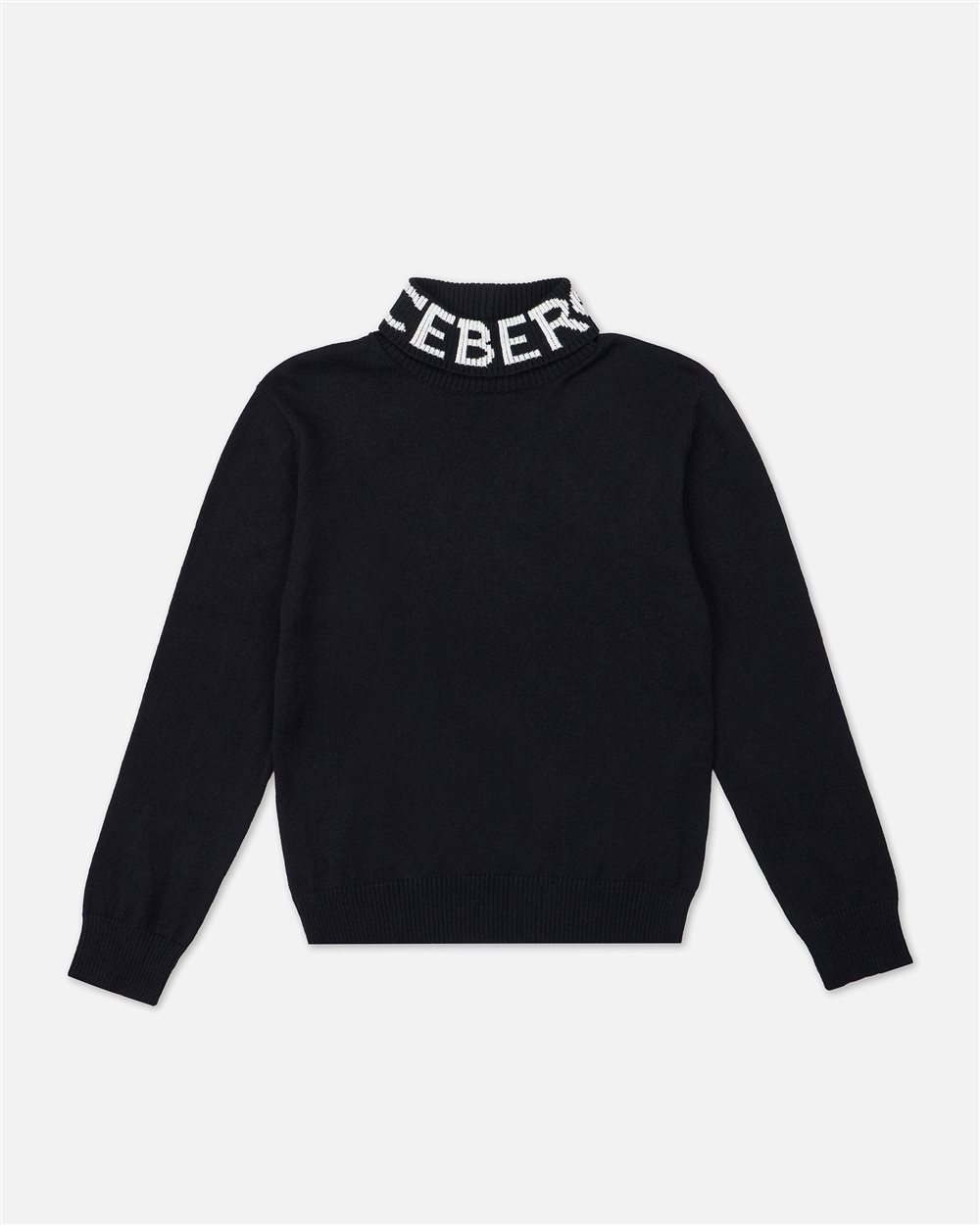 Black mock turtleneck sweater with contrasting Iceberg logo on the neck - Iceberg - Official Website
