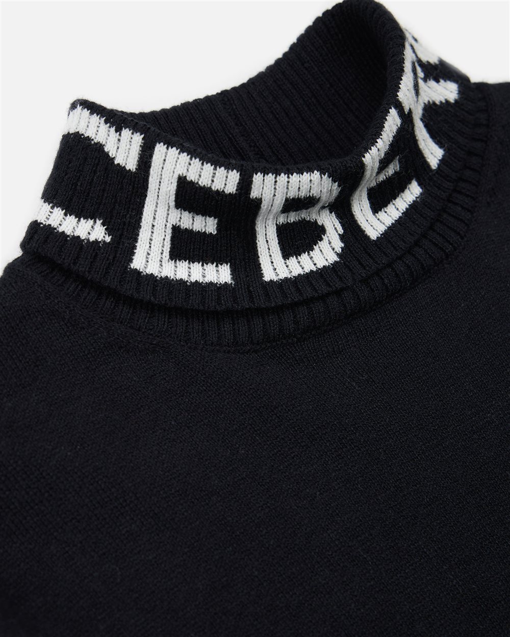 Black mock turtleneck sweater with contrasting Iceberg logo on the neck - Iceberg - Official Website