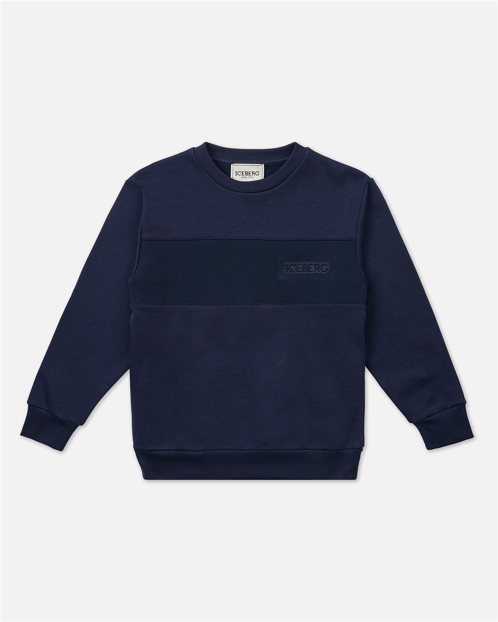 Felpa girocollo blu con logo Iceberg - Iceberg - Official Website