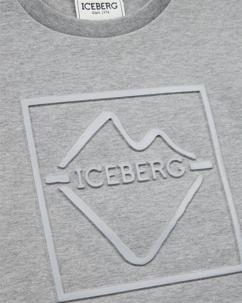 Heather gray crewneck sweatshirt with embossed Iceberg logo - Iceberg - Official Website