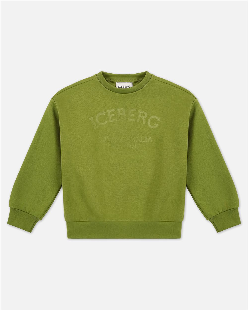 Crewneck military sweatshirt with tone-on-tone logo - Iceberg - Official Website