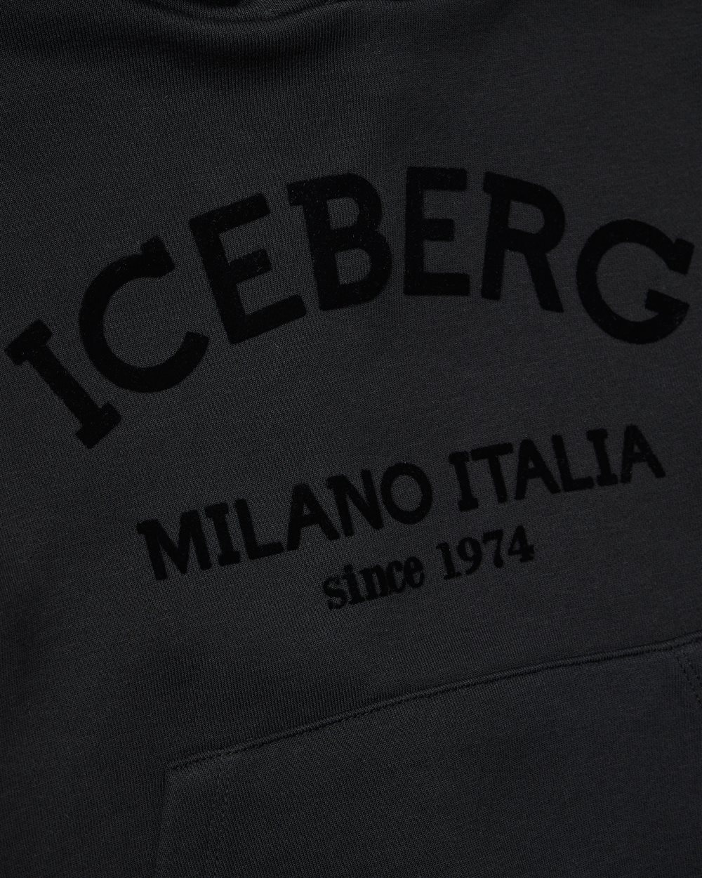Black hoodie with tone-on-tone logo - Iceberg - Official Website