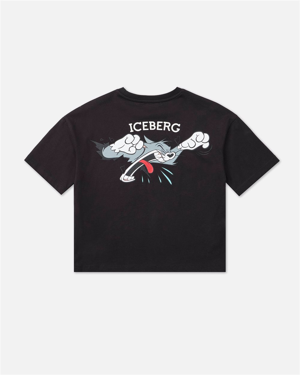 Black short-sleeved T-shirt with Tom from Looney Tunes design - Iceberg - Official Website
