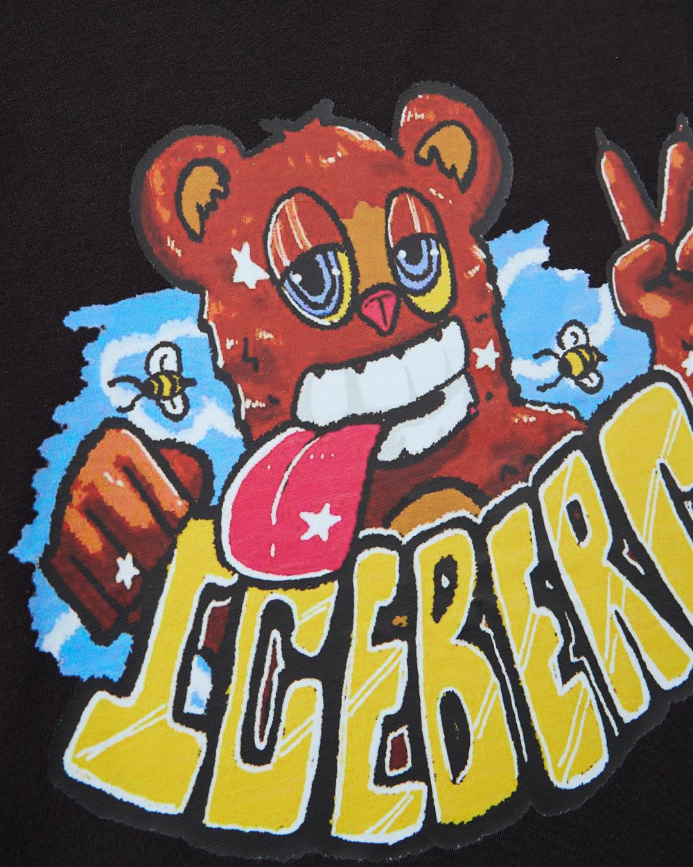 Black long-sleeved T-shirt with Iceberg logo and cartoon designs - Iceberg - Official Website