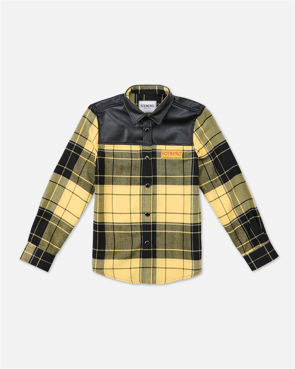Black and yellow check shirt with black bib - Iceberg - Official Website