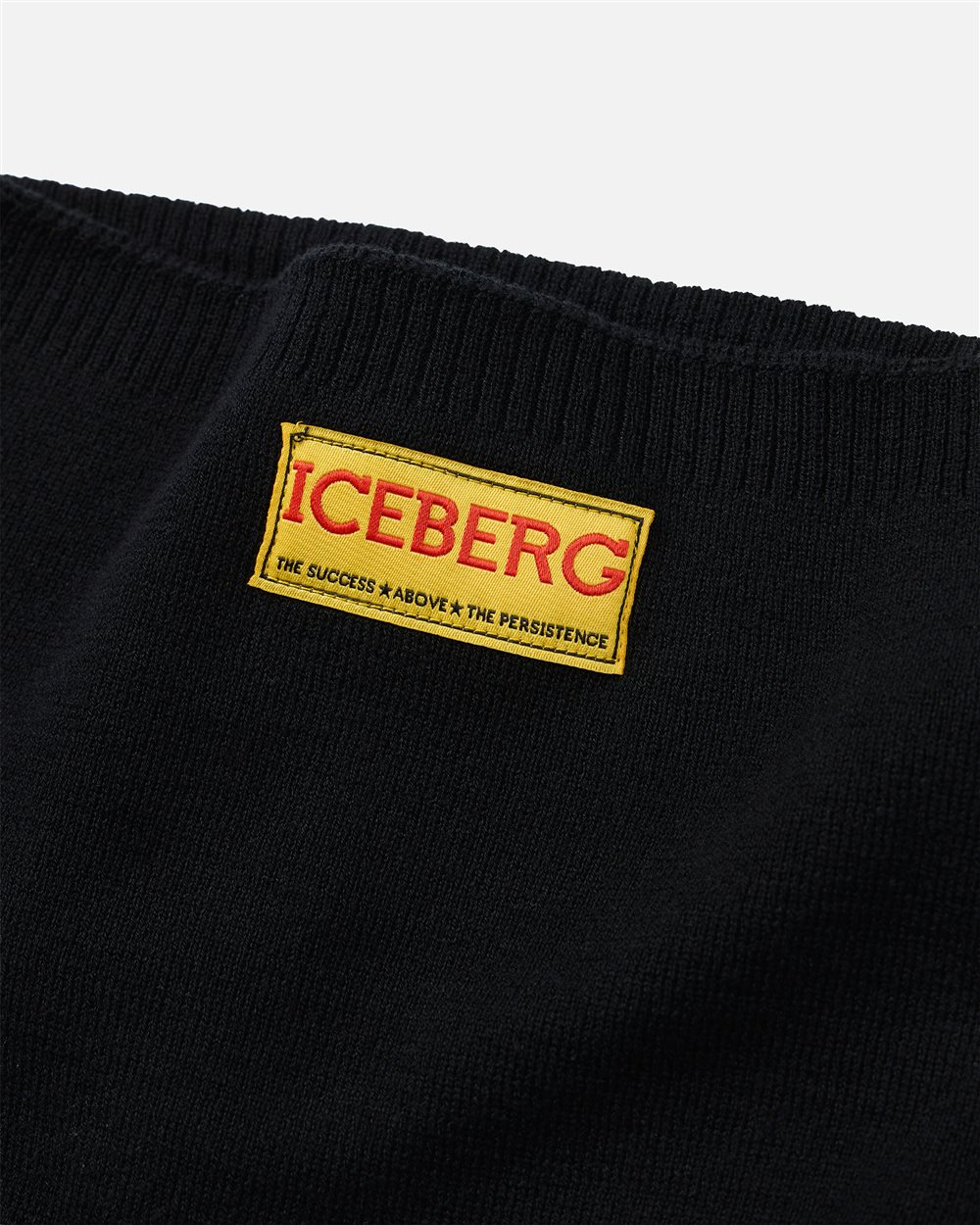Fascia in lana nera con logo Iceberg su tag giallo - Iceberg - Official Website