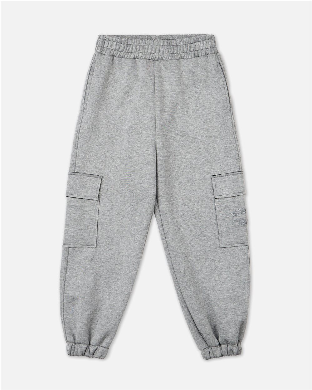 Dark melange gray cargo pants with elastic trim - Iceberg - Official Website