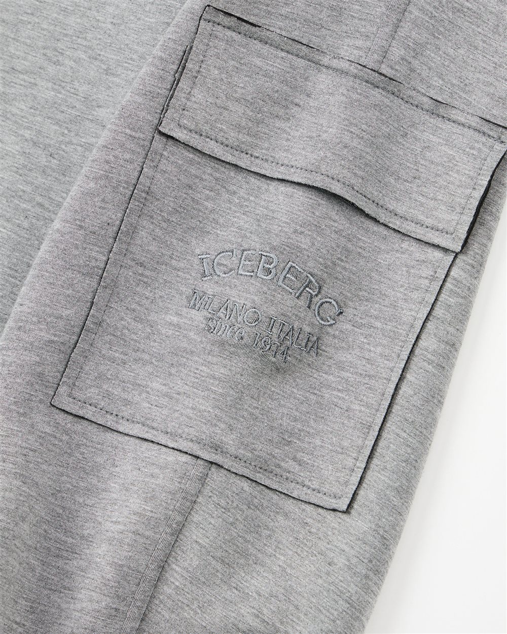 Dark melange gray cargo pants with elastic trim - Iceberg - Official Website