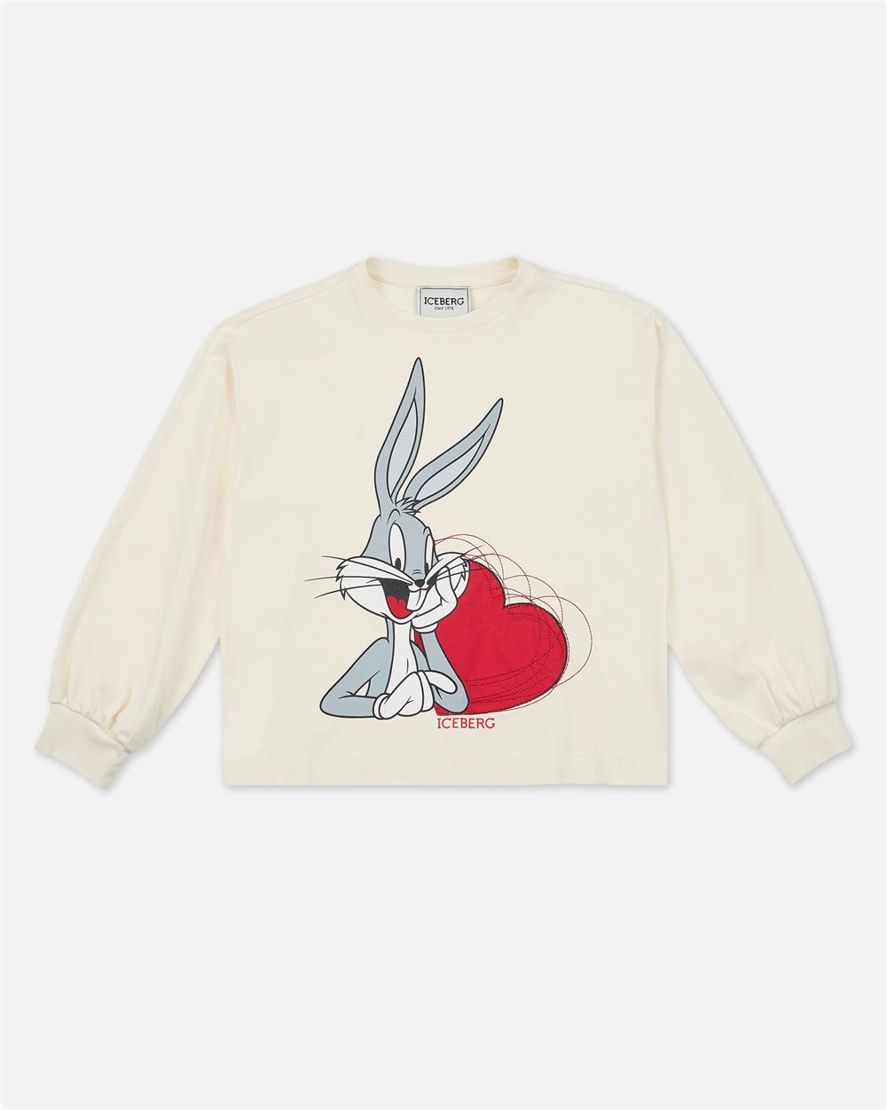 Felpa girocollo color vaniglia e disegno di Bugs Bunny dei Looney Tunes sul davanti - Iceberg - Official Website