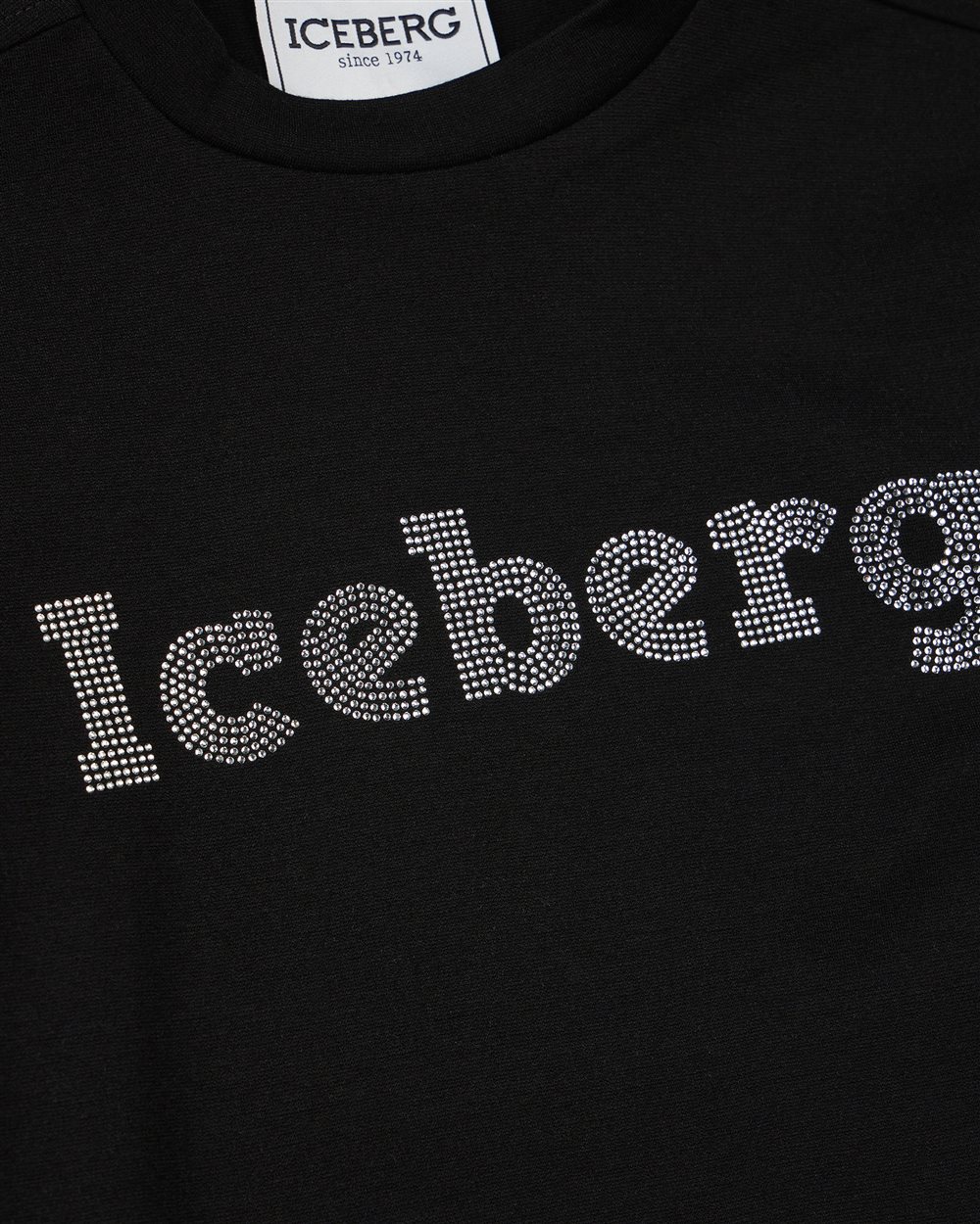 Abito nero felpato con logo a contrasto - Iceberg - Official Website