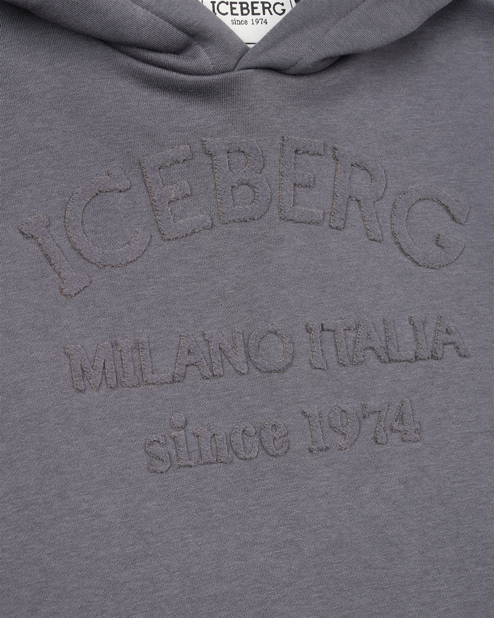 Abito maxi felpa grigio melange con cappuccio e logo Iceberg - Iceberg - Official Website