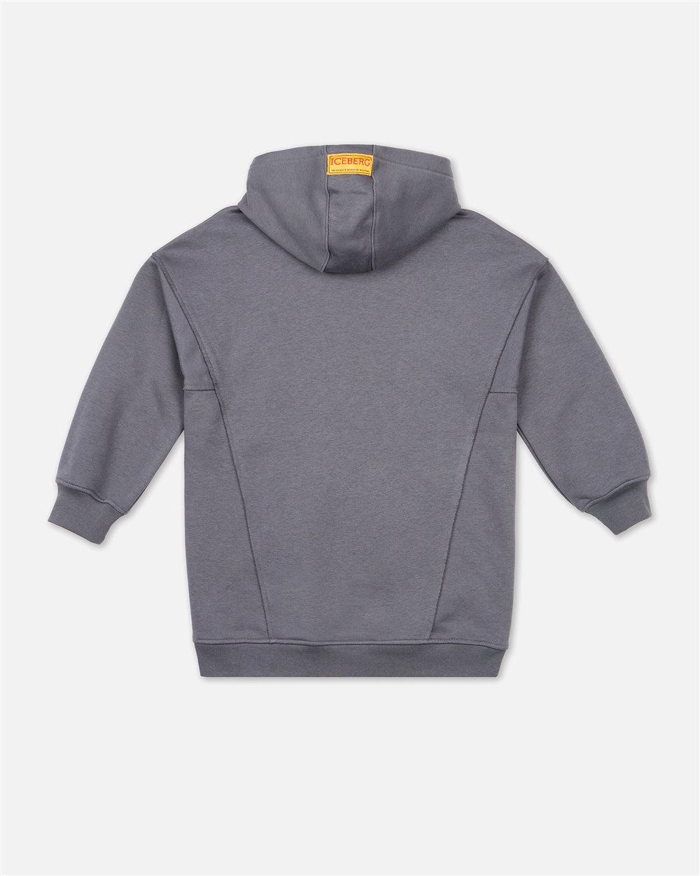 Abito maxi felpa grigio melange con cappuccio e logo Iceberg - Iceberg - Official Website