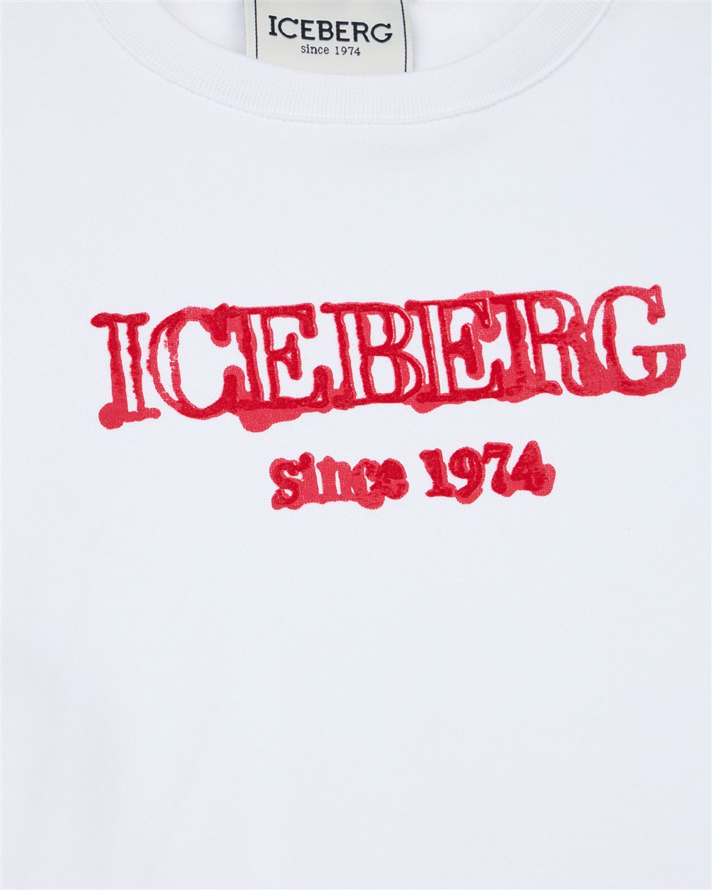 Abito maxi felpa bianco ottico con logo Iceberg rosso - Iceberg - Official Website