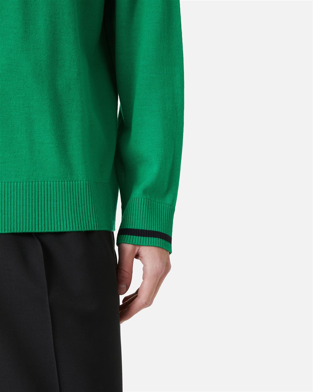 Emerald green crewneck sweater in extra-fine merino with Iceberg Milano Italia logo - Iceberg - Official Website