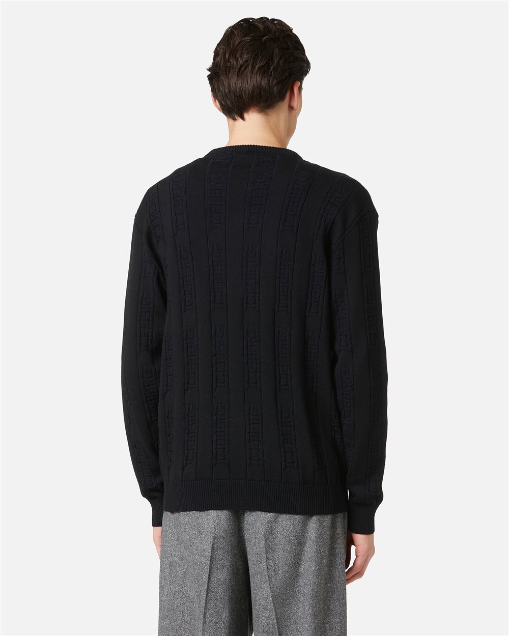 Black Crewneck Sweater in Extrafine Merino Wool - Iceberg - Official Website