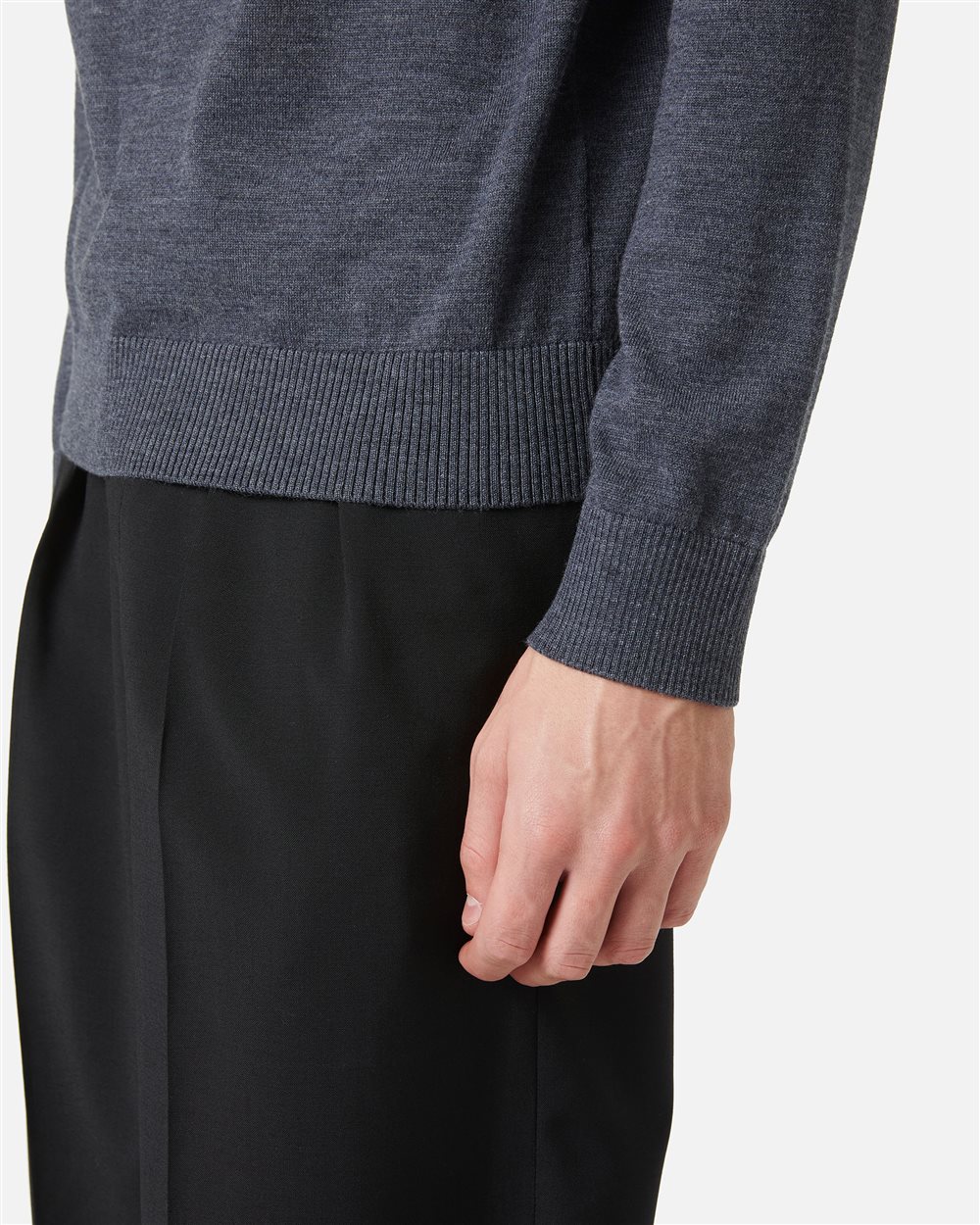Slim fit turtleneck sweater in dark grey merino with contrasting Iceberg logo - Iceberg - Official Website