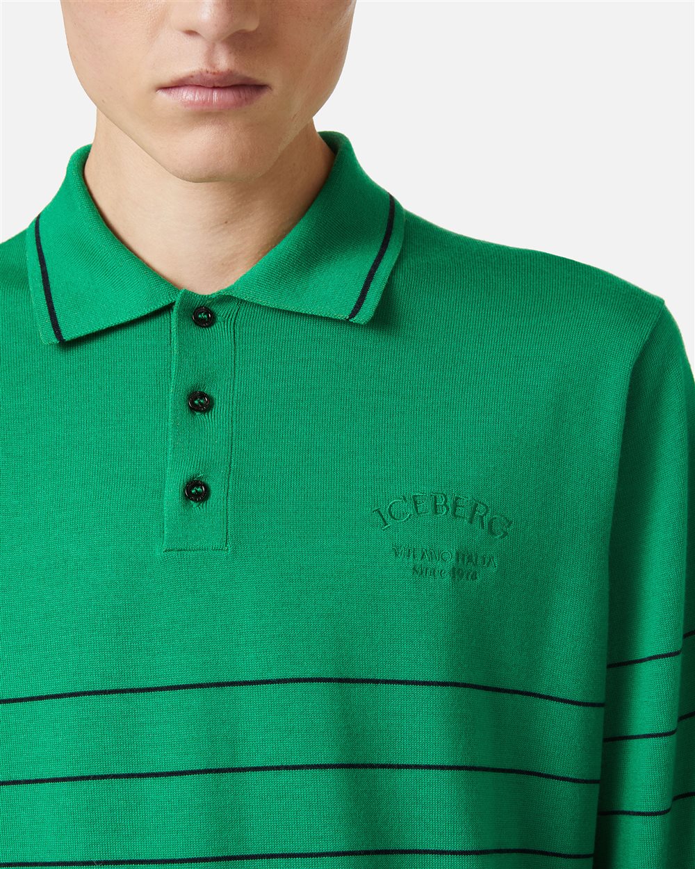 Multicolored polo in extra-fine merino with personalized embroidery - Iceberg - Official Website
