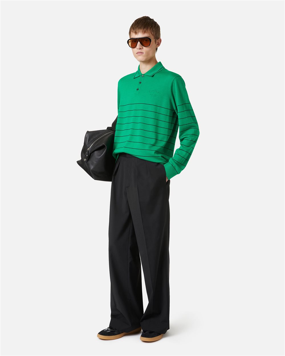 Multicolored polo in extra-fine merino with personalized embroidery - Iceberg - Official Website