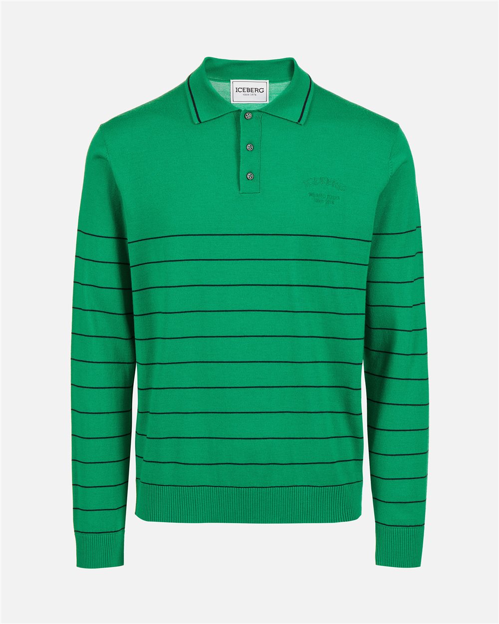 Multicolored polo in extra-fine merino with personalized embroidery - Iceberg - Official Website